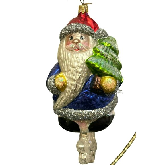 Christopher Radko Snow Chime Santa Glass Ornament Santa Tree Bell (21239) - Picture 1 of 5